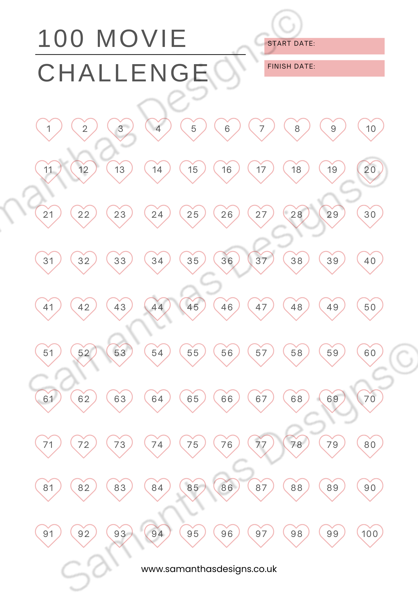 100 Movie Challenge Print - A4 or A5