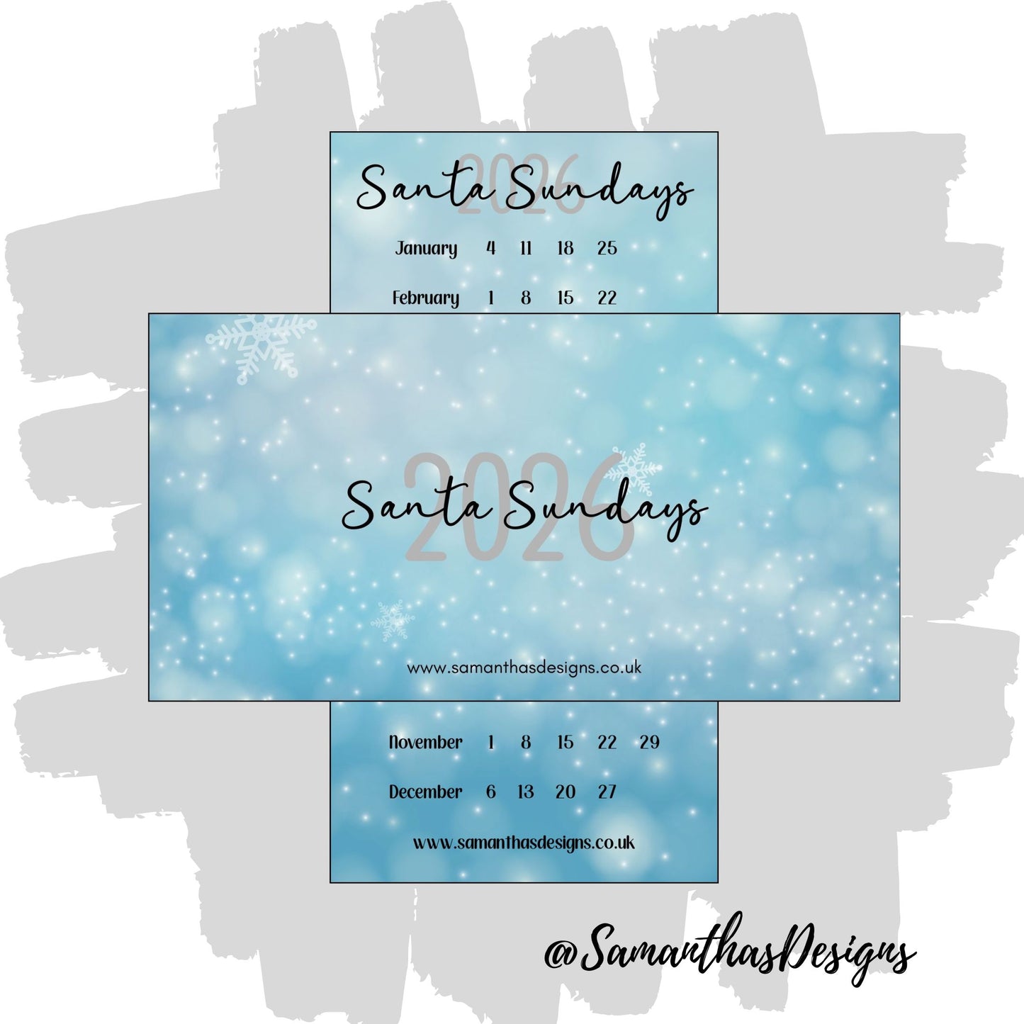 Blue background with stars and snowflakes, saving weekly on a Sunday.