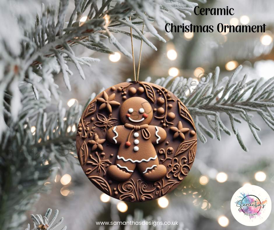 Ceramic Christmas Ornament - 3D Gingerbread Man