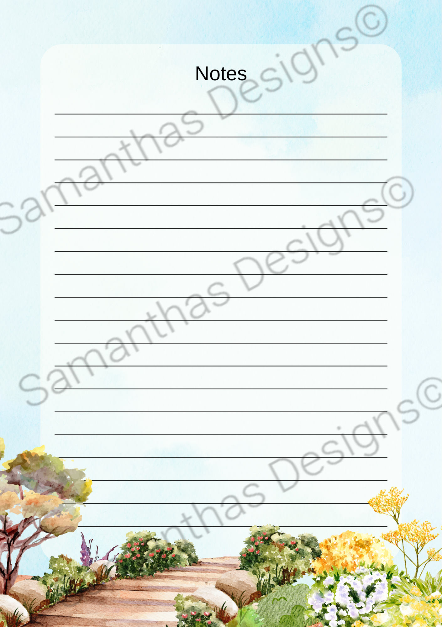 A5 Tear-Off Lined Notepad - Secret Garden Path