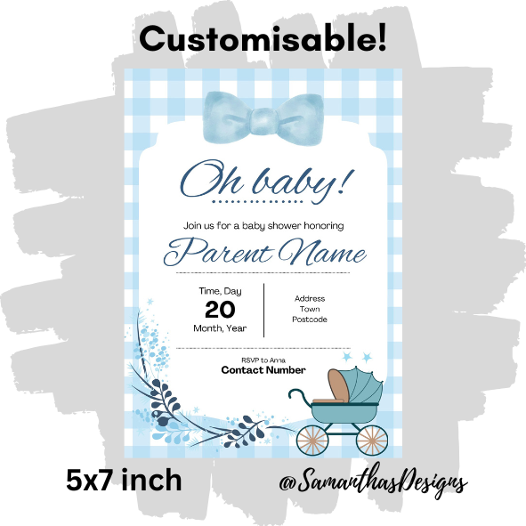 Customisable Baby Shower Invite - Design 1