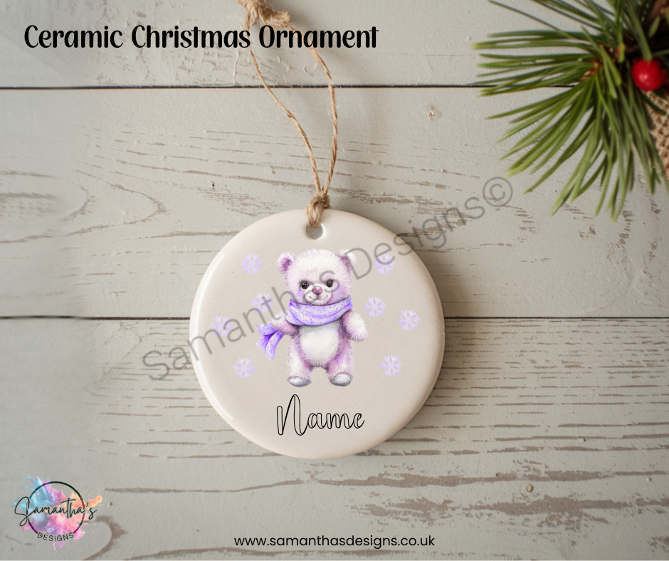 Ceramic Christmas Ornament - Personalised Bear