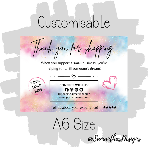 Design 15 - Customisable Thank You Card - A6