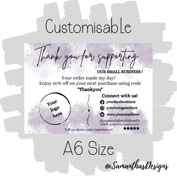 Design 13 - Customisable Thank You Card - A6