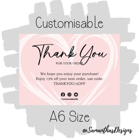 Design 16 - Customisable Thank You Card - A6