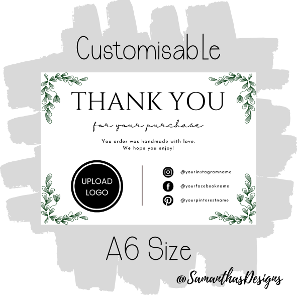 Design 17 - Customisable Thank You Card - A6