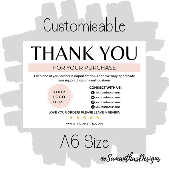 Design 5 - Customisable Thank You Card - A6