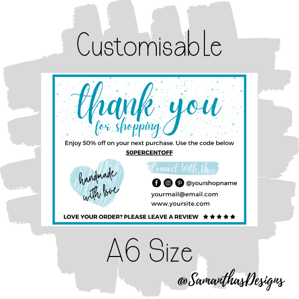 Design 7 - Customisable Thank You Card - A6