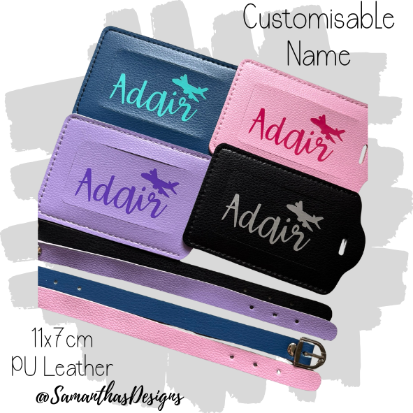 Customisable Luggage Tags - Variety of Colours, customised with your name