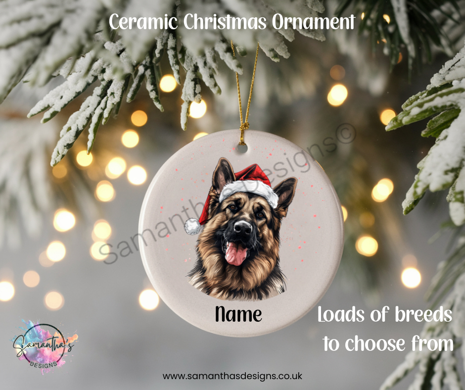 Ceramic Christmas Ornaments - Personalised Doggy Designs