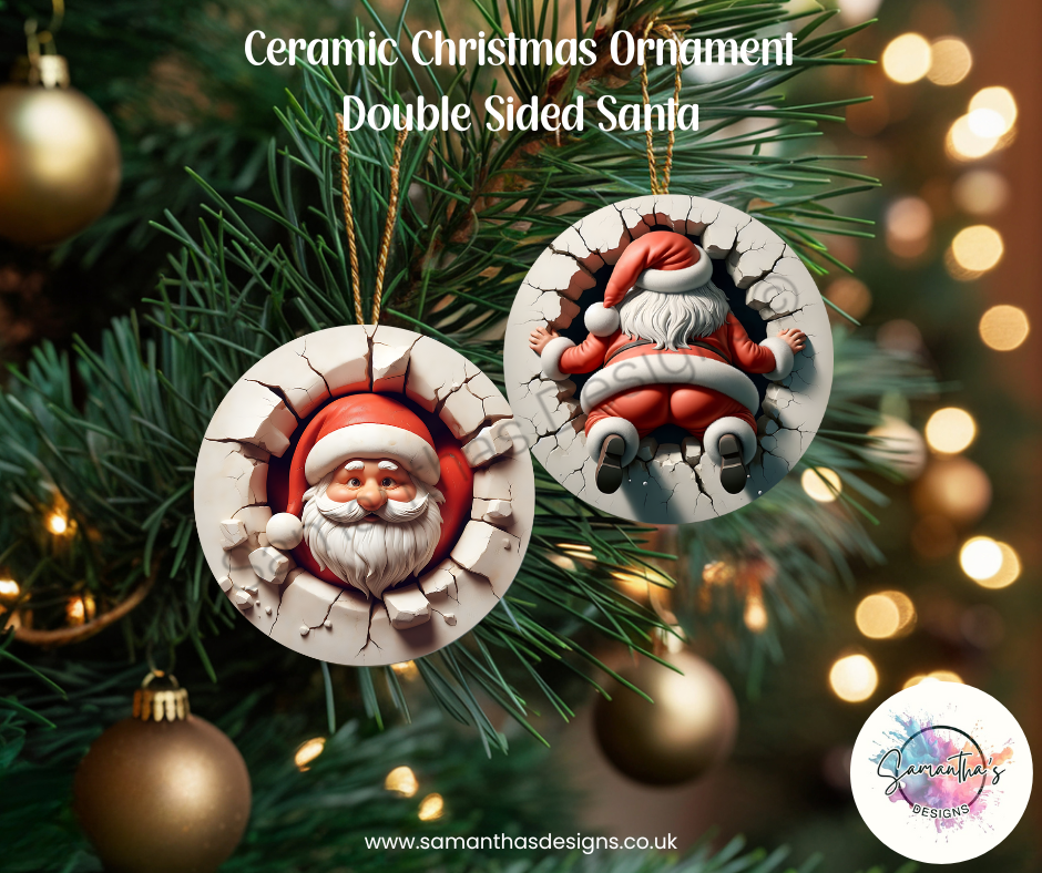 Ceramic Christmas Ornament - Santa - Double Sided