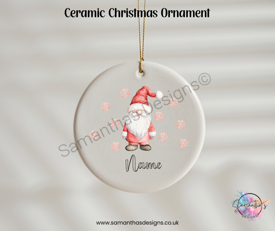 Ceramic Christmas Ornament - Personalised Gonk