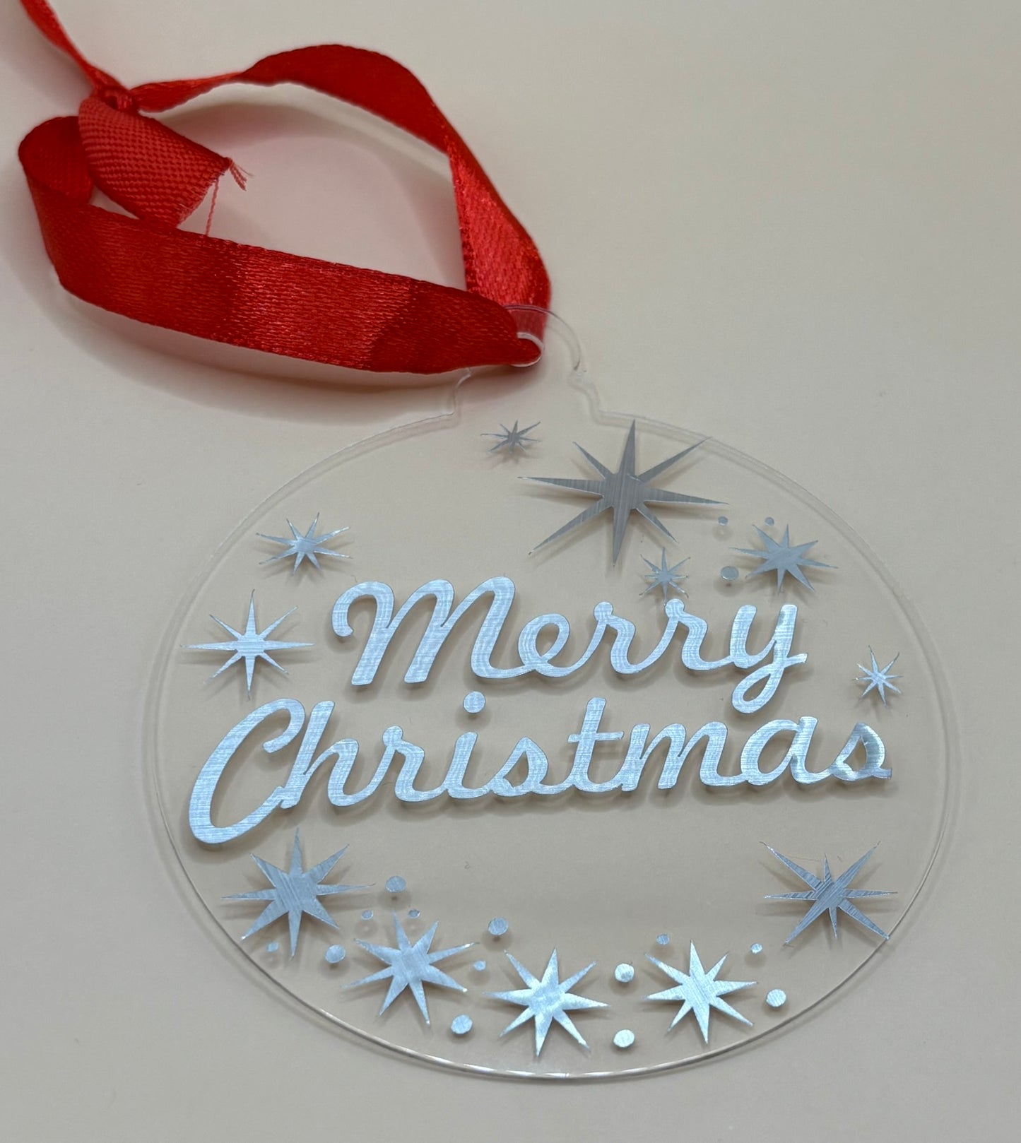 Merry Christmas with Stars Ornament - Personalised