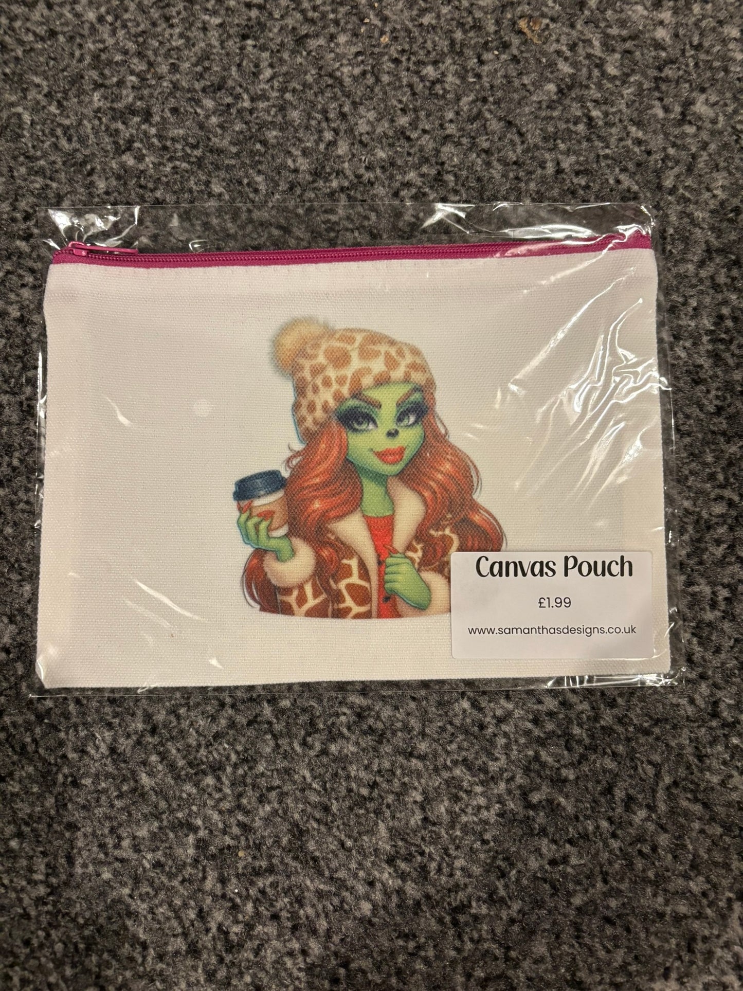 REDUCED TO CLEAR - Female Grinch Canvas Pouch