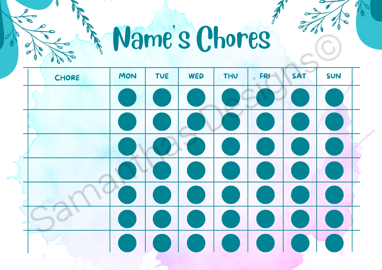 Leaf Chore Chart with Dry Erase Marker