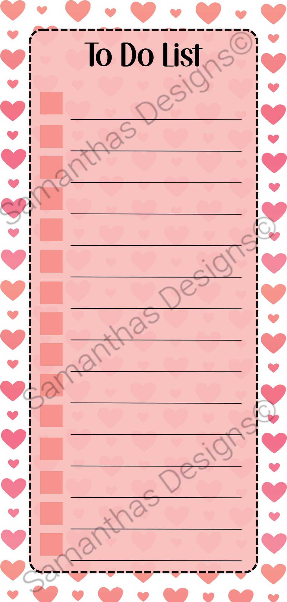 To Do List Pad - Love Hearts