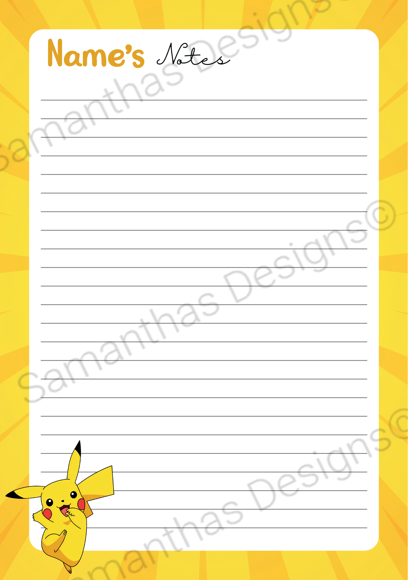 A5 Tear-Off Lined Notepad - Pikachu