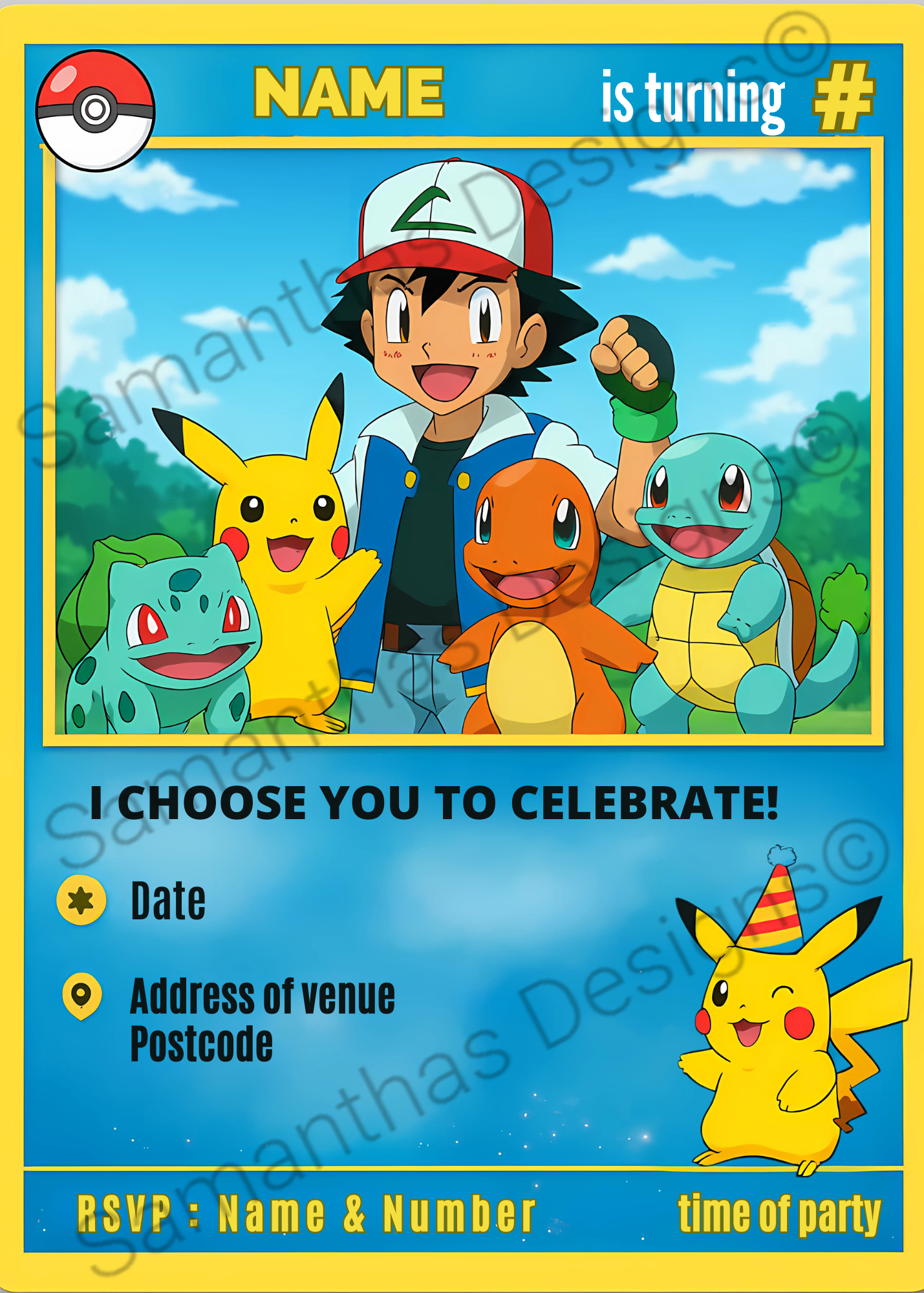 Pokemon Birthday Invitation