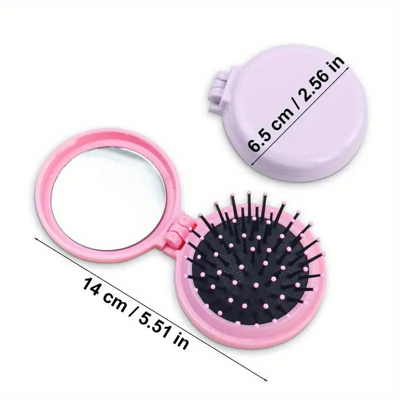 Personalised Pop-Up Mini Hair Brush with Mirror
