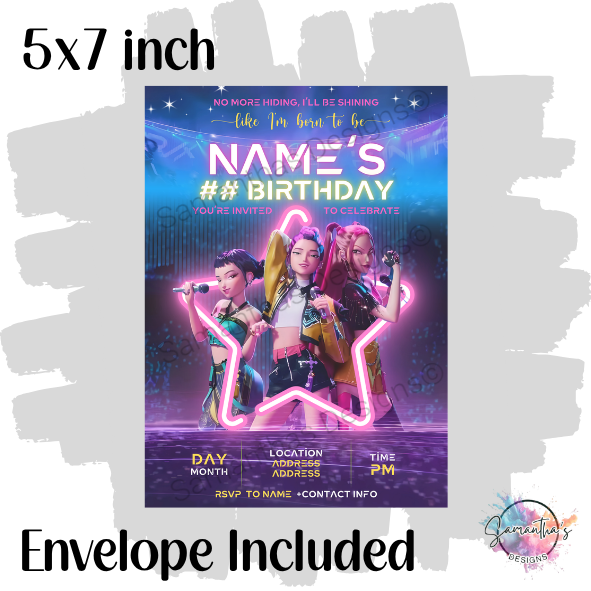 K-Pop Demon Hunters Personalised Birthday Party Invitation