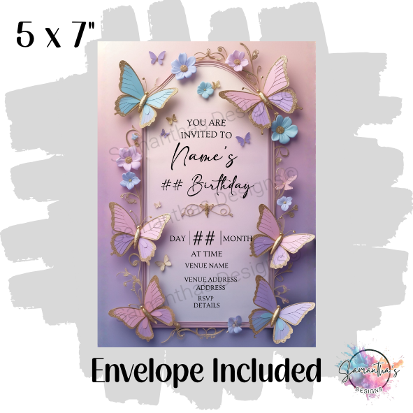 Butterfly Birthday Party Invitation