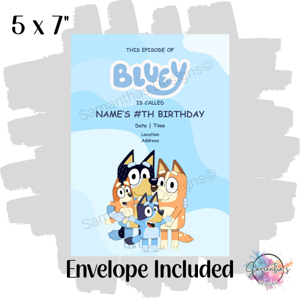 Bluey Personalised Birthday Party Invitation