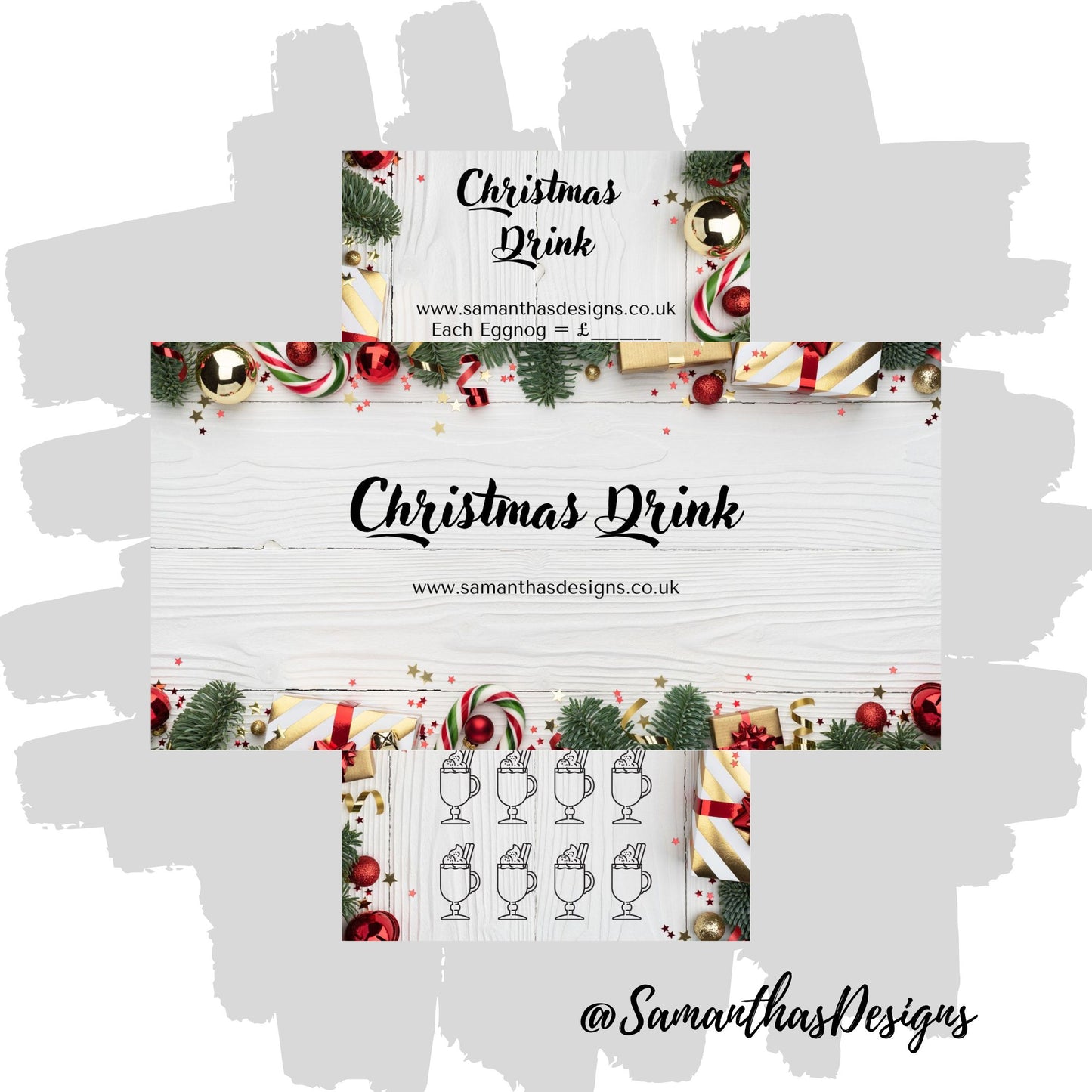 Wooden Christmas Drinks Savings Tracker