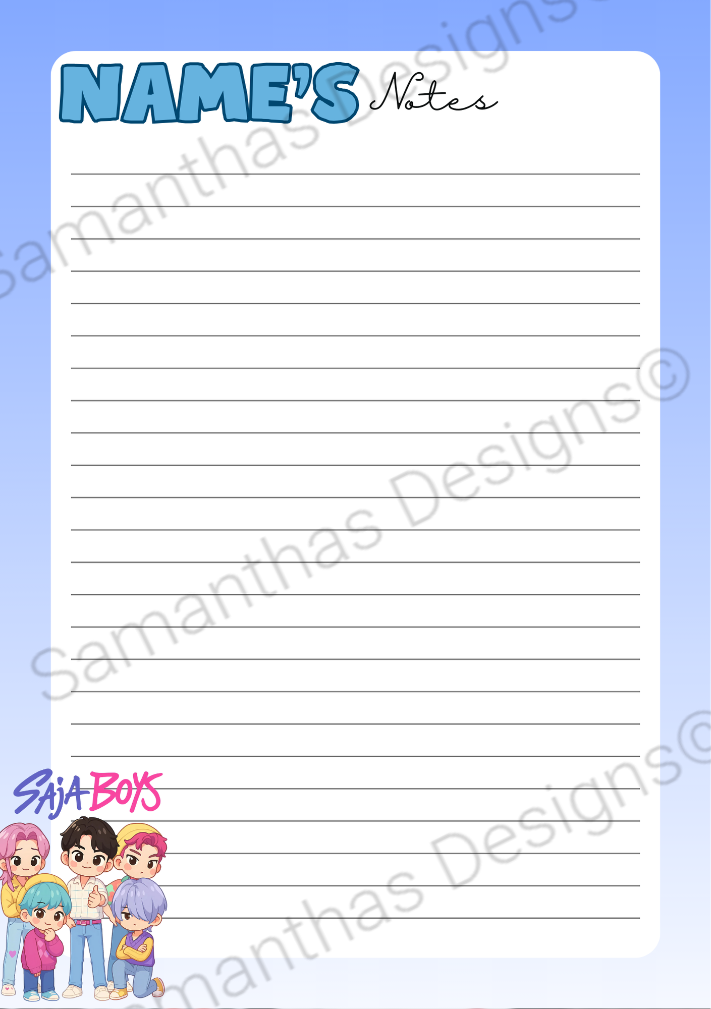 A5 Tear-Off Lined Notepad - Saja Boys