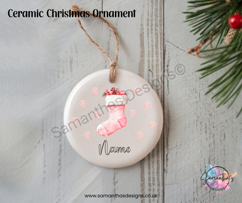 Ceramic Christmas Ornament - Personalised Stocking
