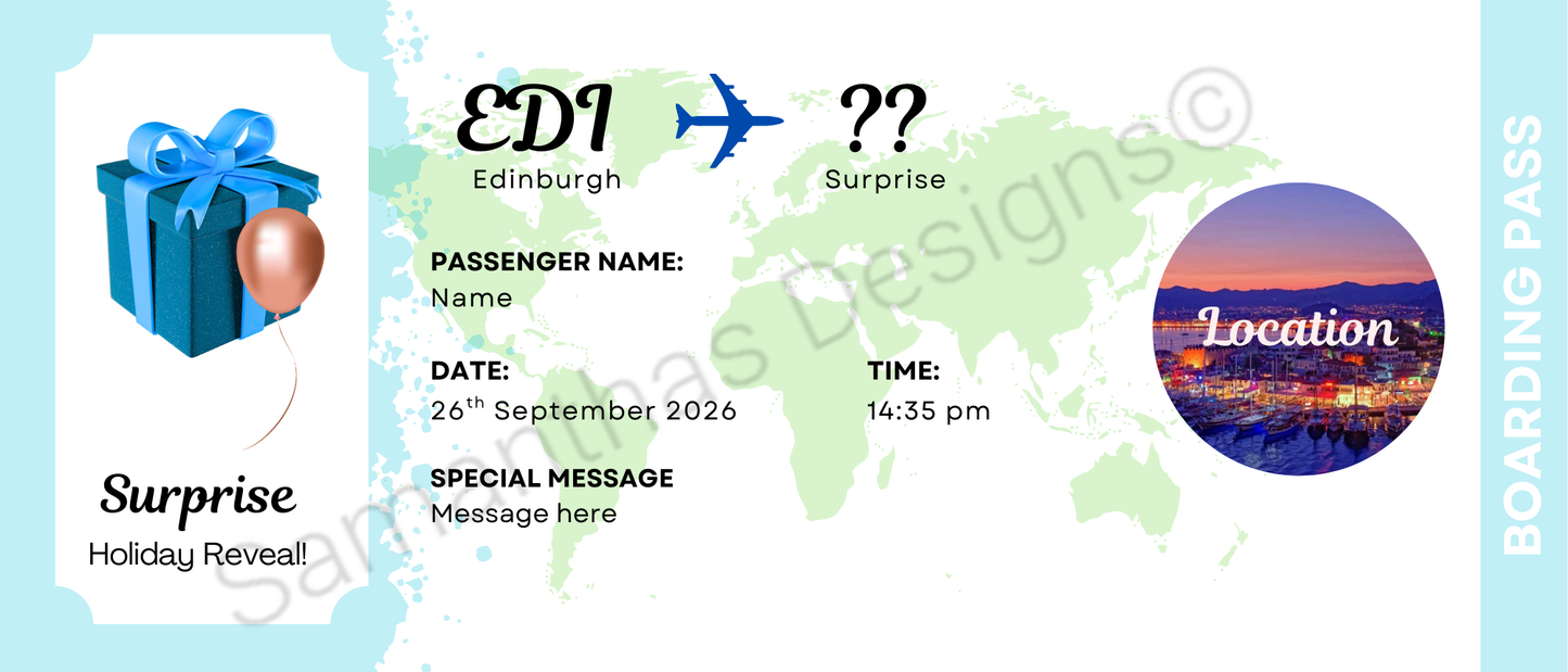 Surprise Scratch Off Holiday Tickets - Personalised - Envelope Included