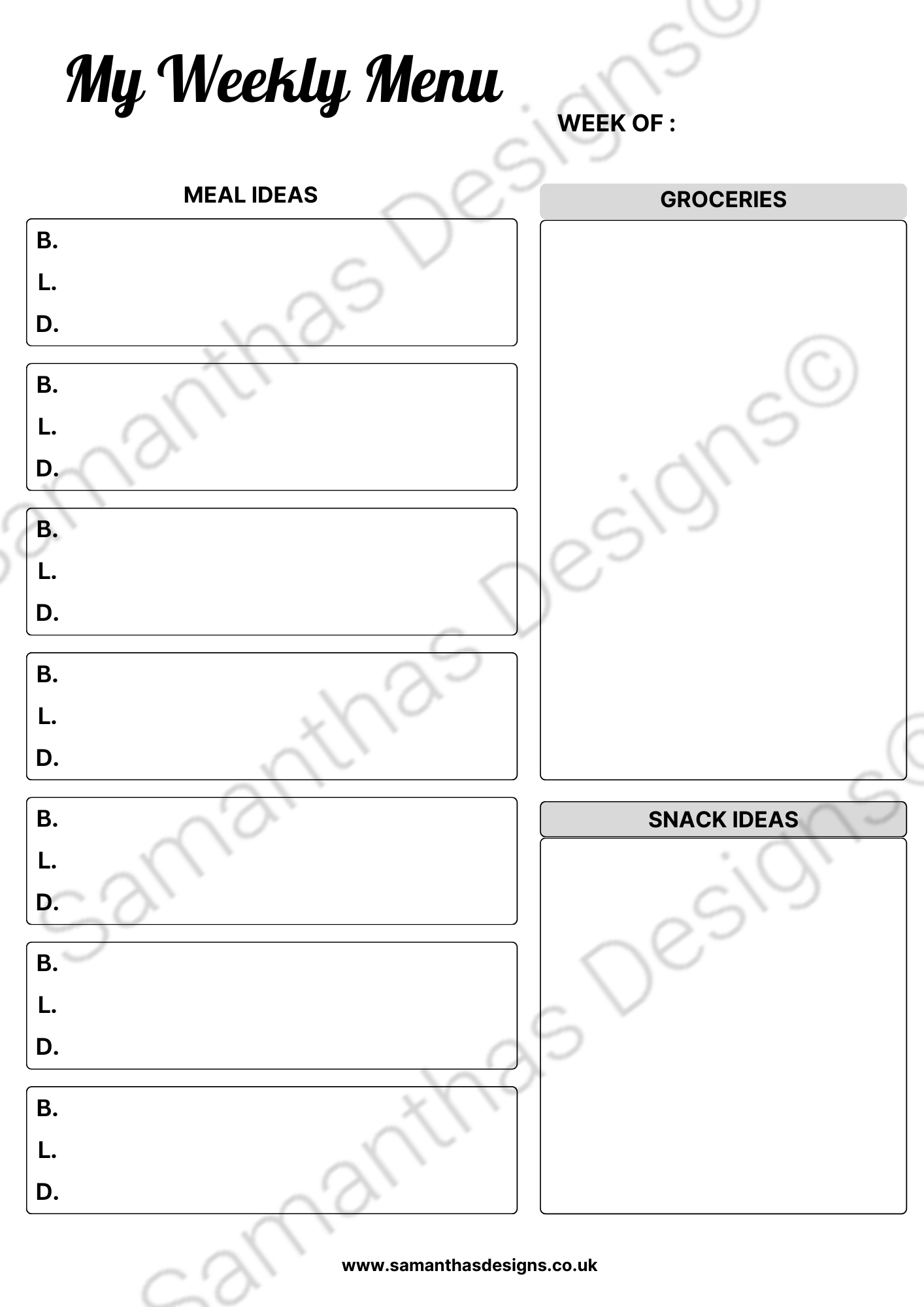 A4 Tear-Off Weekly Meal Plan Pad