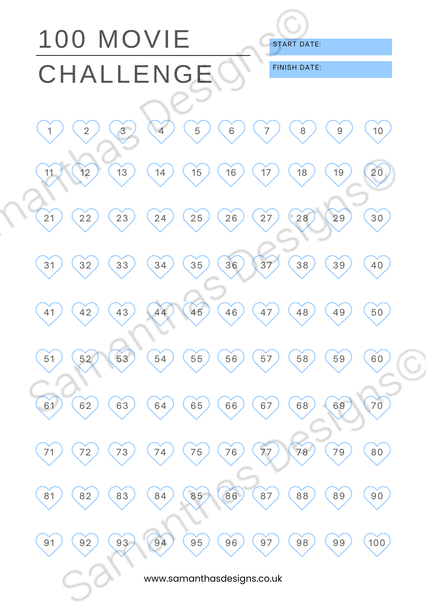 100 Movie Challenge Print - A4 or A5