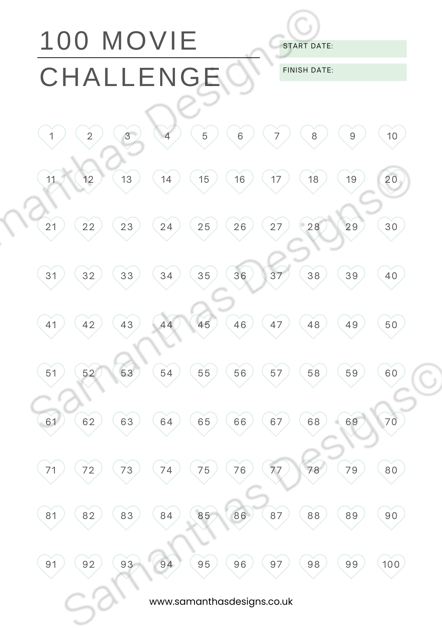 100 Movie Challenge Print - A4 or A5