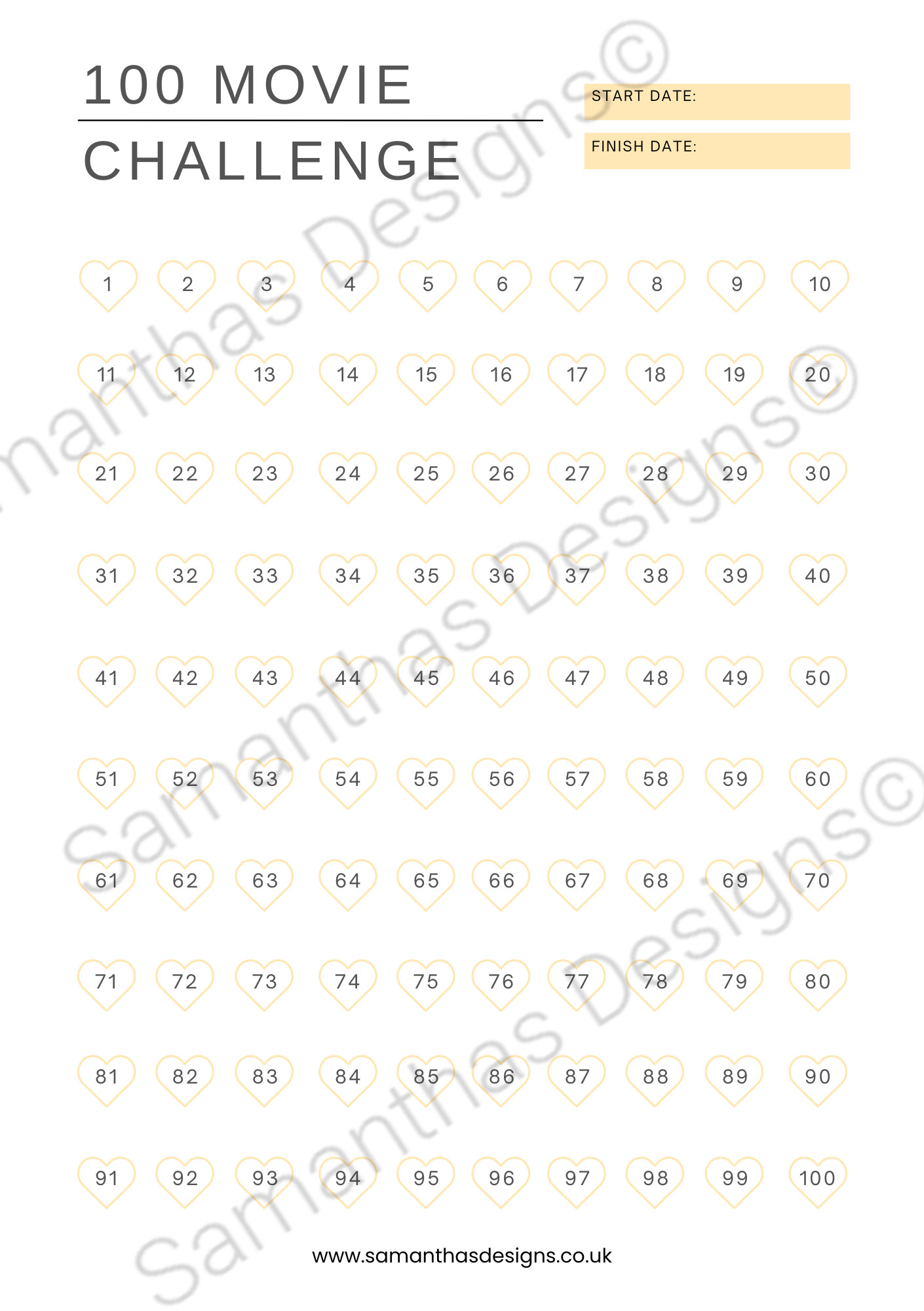 100 Movie Challenge Print - A4 or A5