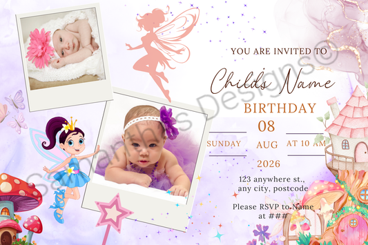 Fairy Birthday Invitation with Envelope