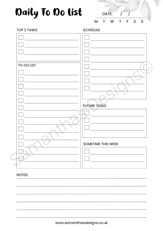 Reusable - A4 Daily To Do List with Marker Pen