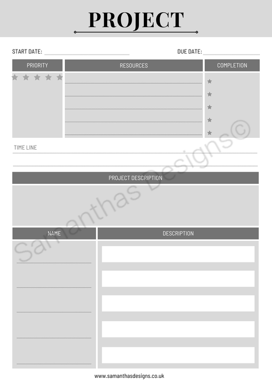 A4 Project Planner - 3 Colour Options