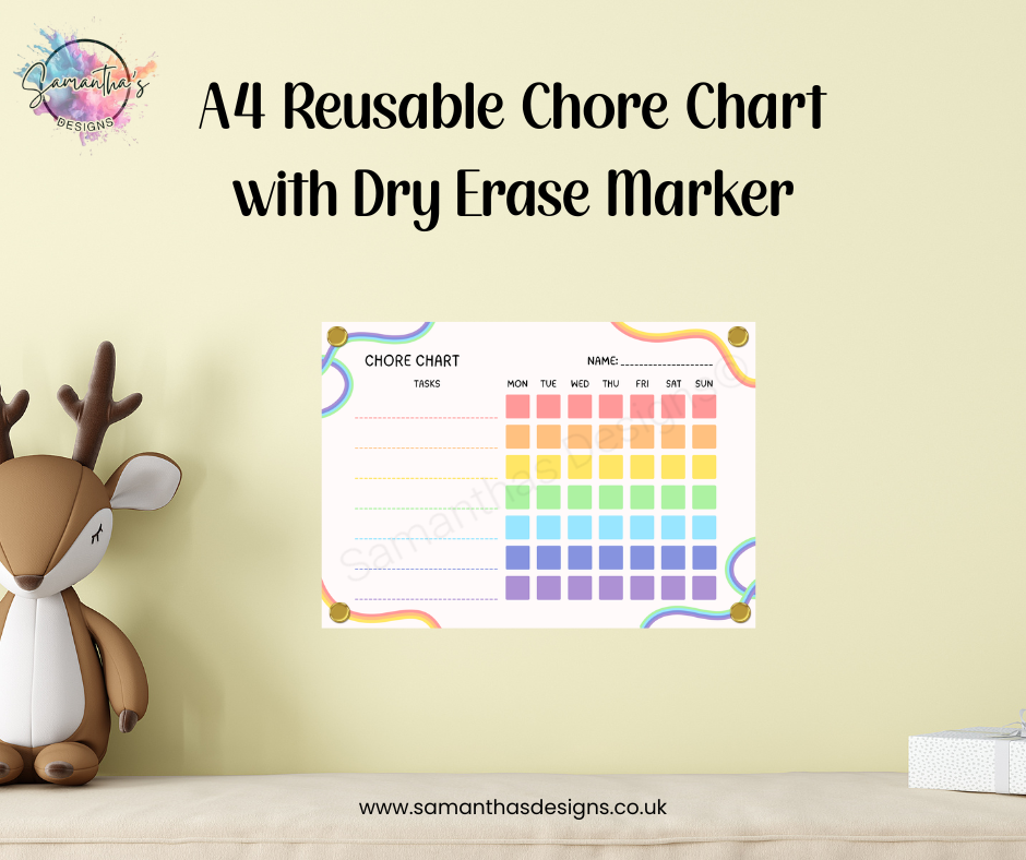 Rainbow Chore Chart - Reusable with Dry Erase Marker