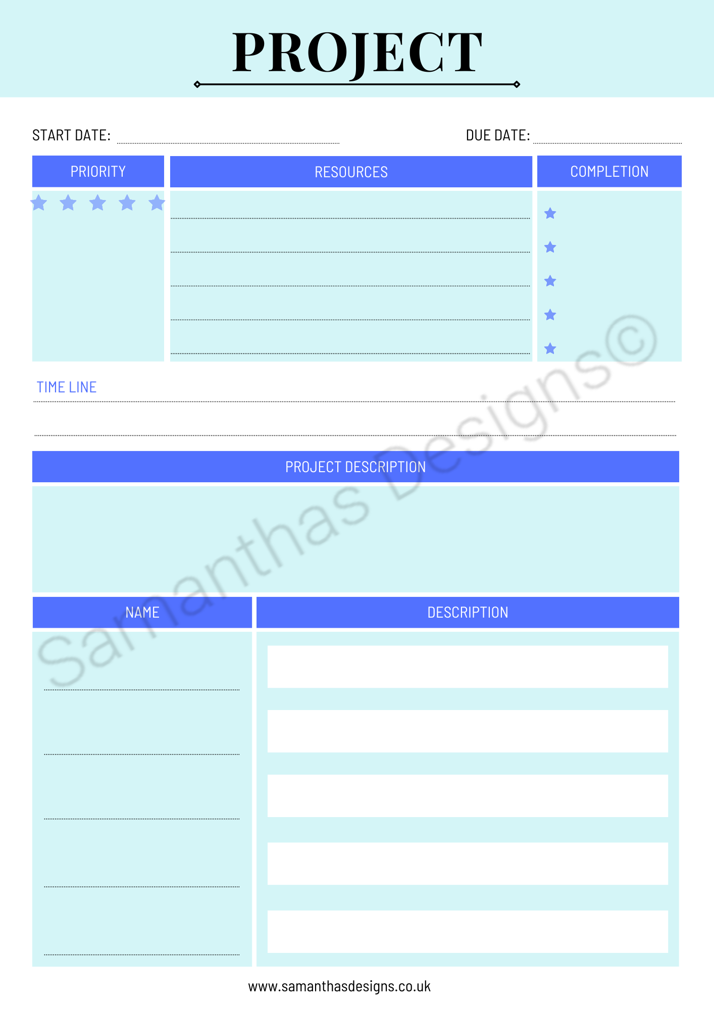 A4 Project Planner - 3 Colour Options