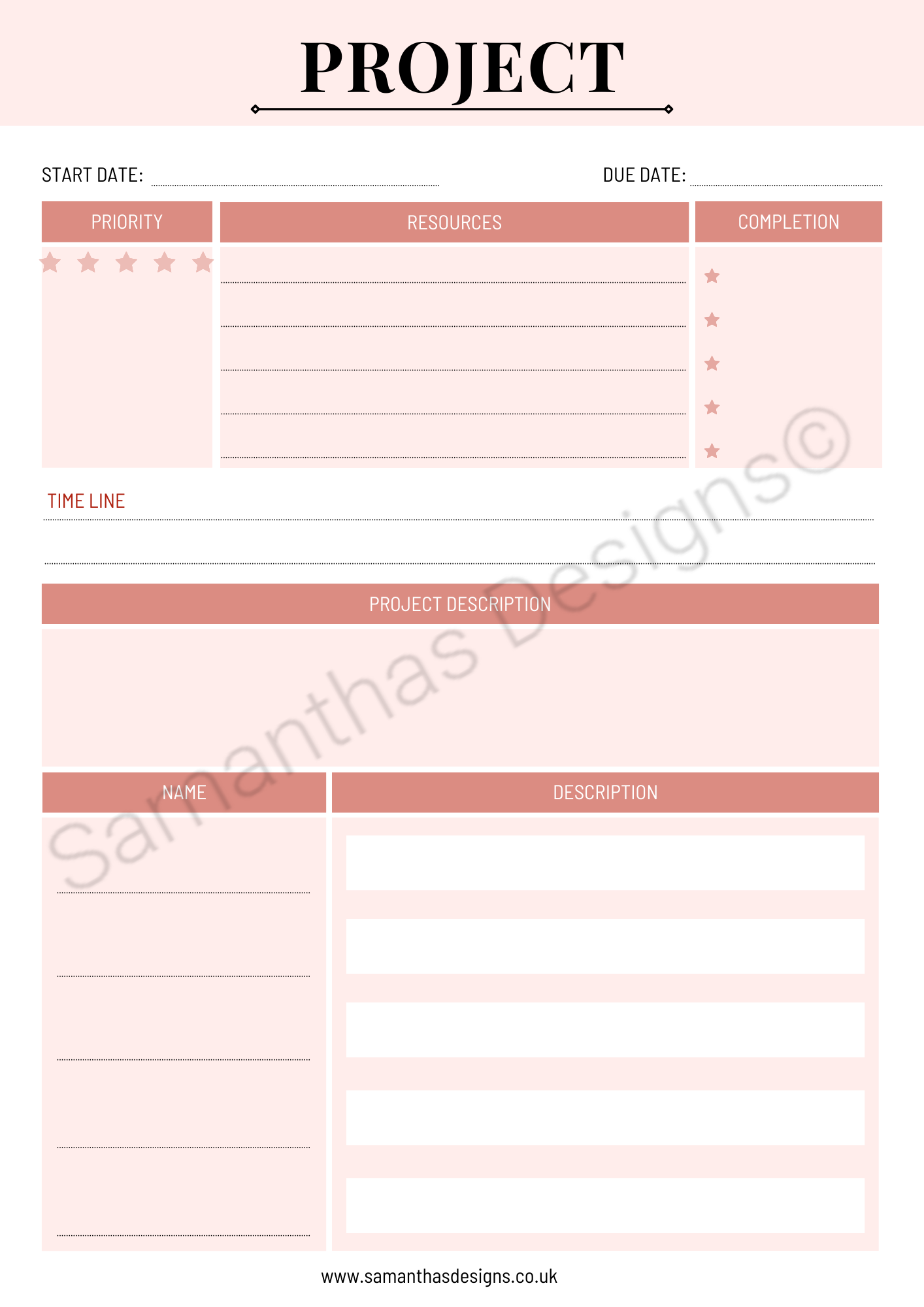 A4 Project Planner - 3 Colour Options