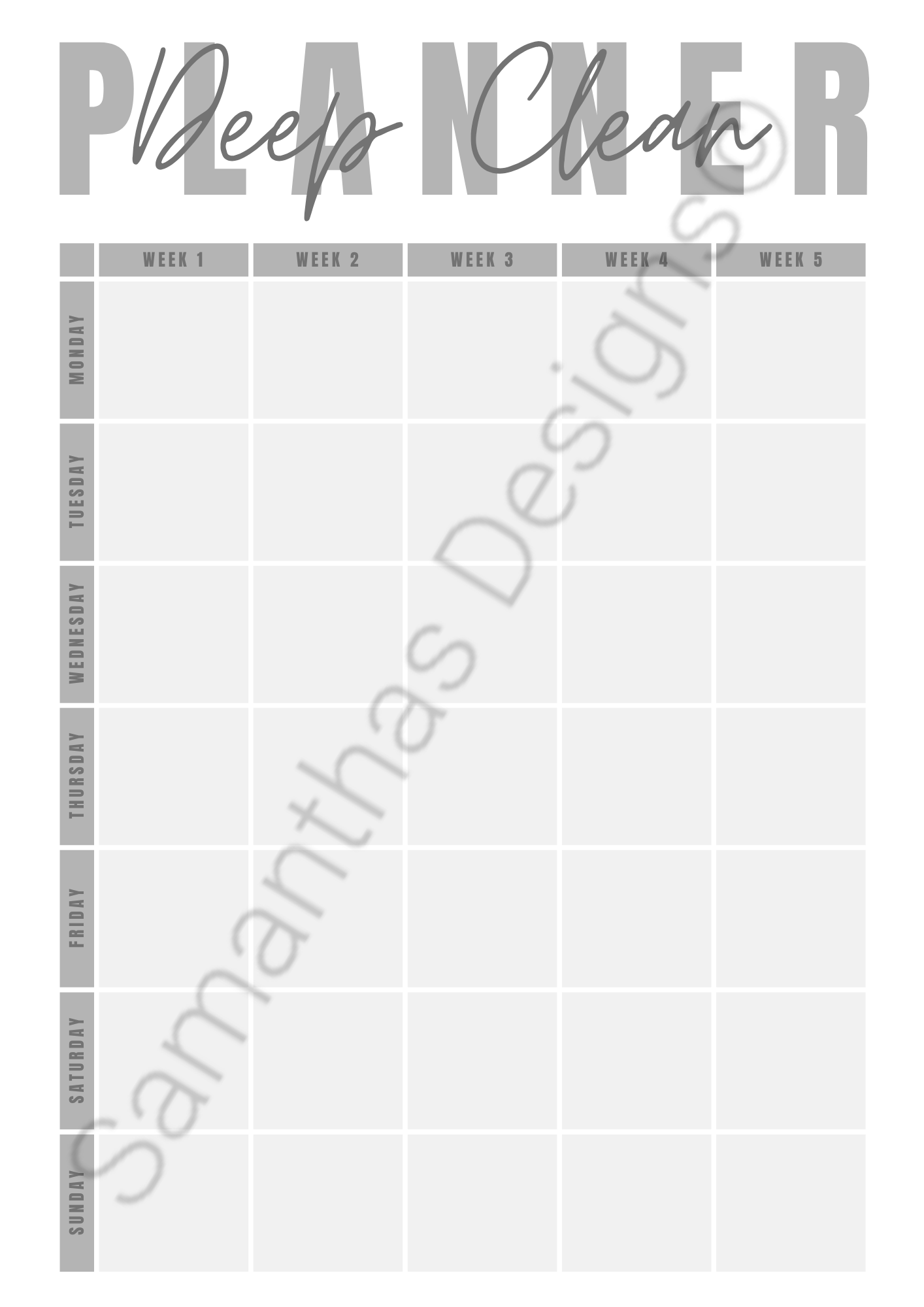 Reusable Deep Cleaning Monthly Tracker with Dry Erase Marker