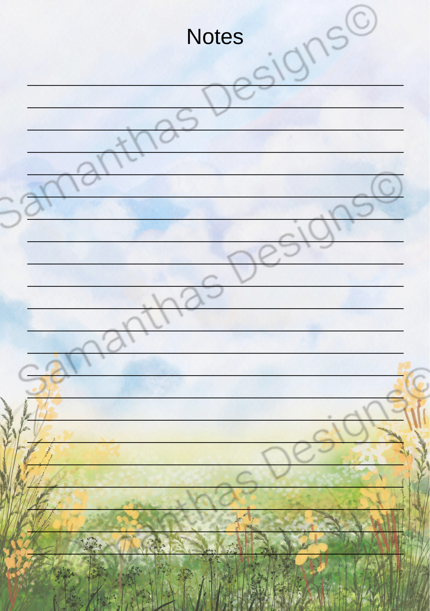 A5 Tear-Off Lined Notepad - Meadow Dreams