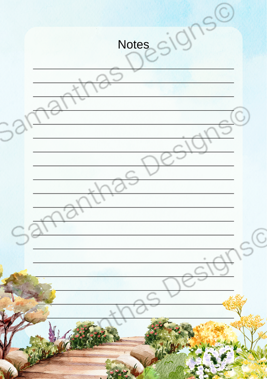A5 Tear-Off Lined Notepad - Secret Garden Path