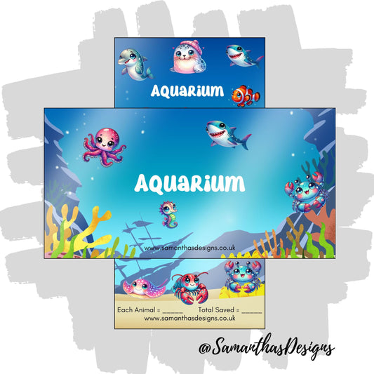 Aquarium Savings Tracker is a colourful and vibrant under the sea background with kawaii styled sea animals