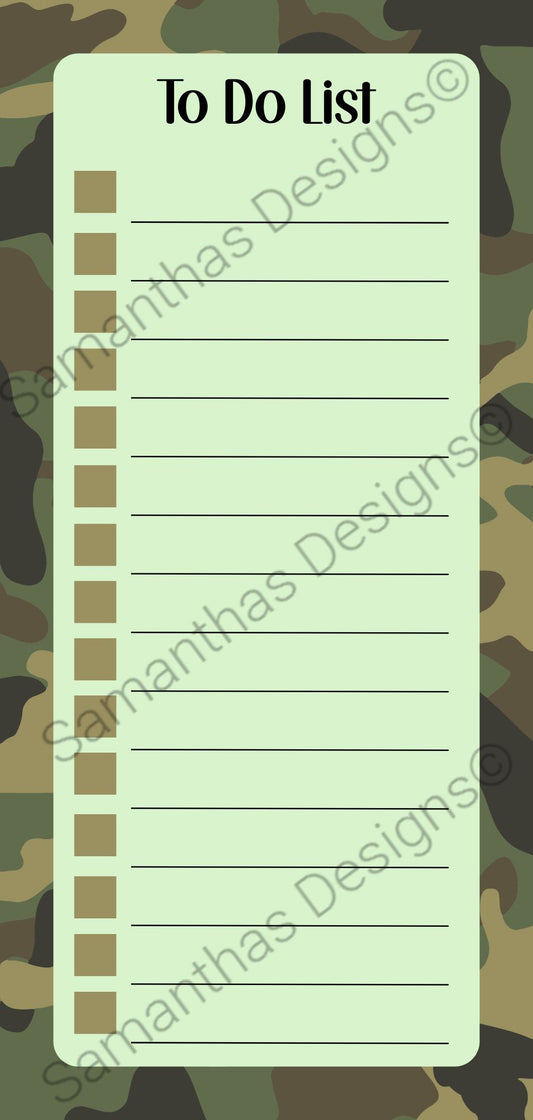 To Do List Pad - Camouflage