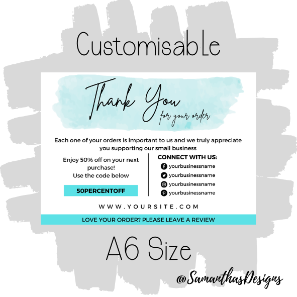 Design 8 - Customisable Thank You Card - A6