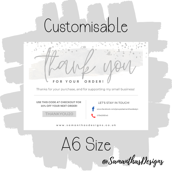 Design 20 - Customisable Thank You Card - A6