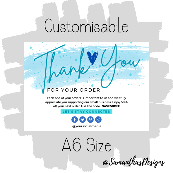 Design 10 - Customisable Thank You Card - A6