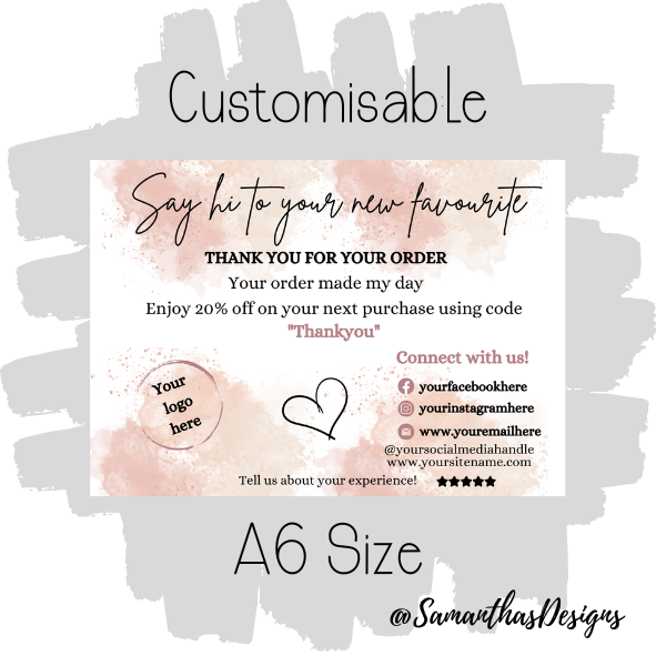 Design 11 - Customisable Thank You Card - A6