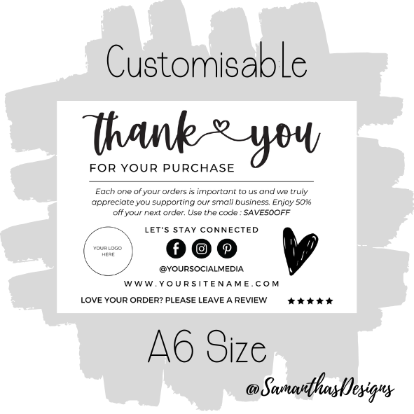 Design 9 - Customisable Thank You Card - A6